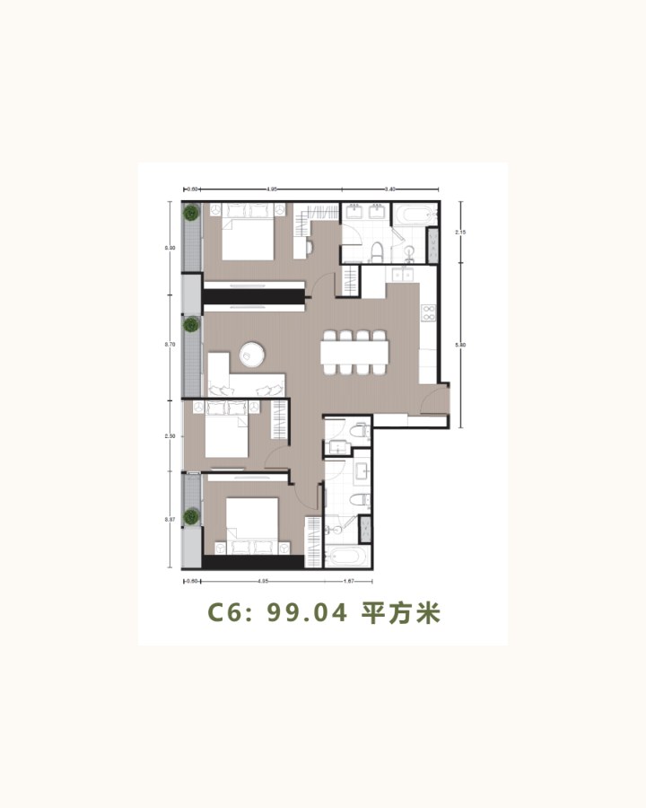 C6 3房格局圖
